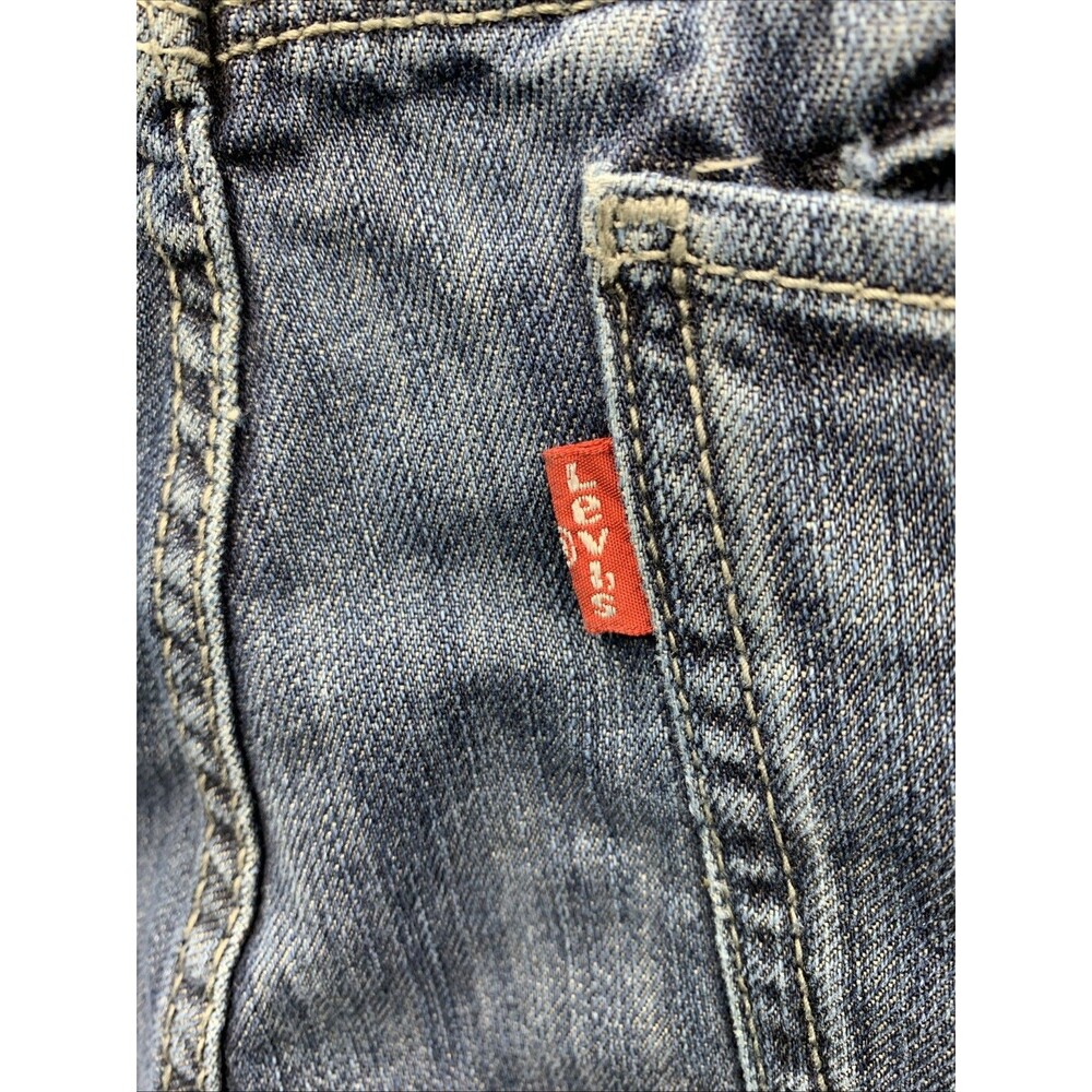 Levi's 514 Denim Jeans Blue Distressed Slim Straight Zip Pockets Size 42X32 Vtg - Picture 16 of 16